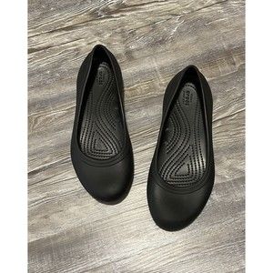 Crocs Womens Ballet Flats Size 7 At Work Iconic Comfort Shoes Slip On Black